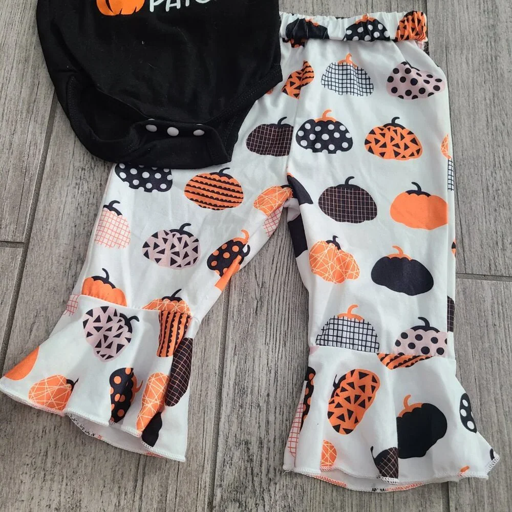 🏷 3/$15 or 5/$20 Baby Girl Pumpkin Outfit – Size 70 (Approx 6–12 Months)